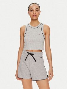 Tommy Hilfiger Top UW0UW05232 Szary Slim Fit. Szare topy TOMMY HILFIGER, m, bez wzorów, z bawełny, bez kołnierzyka, bez ramiączek. Za 169,99 zł.