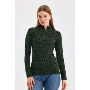 Venus - Koszulka termoaktywna z długim rękawem 100% wełna merino (230 g/m²). Zielone koszule nocne WOOLONA, bez wzorów, z wełny, bez ramiączek. W wyprzedaży za 351,00 zł.
