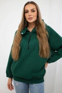 Bluza z kapturem ciemno zielona. Zielone bluzy KESI, l, bez wzorów, z bawełny, z kapturem. Za 218,51 zł.