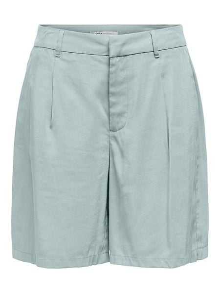 ONLY Szorty w kolorze błękitnym rozmiar: M. Niebieskie szorty ONLY, bez wzorów, z wiskozy, klasyczne, z podwyższonym stanem. Za 100,28 zł.