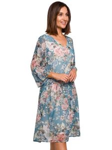 Stylove Sukienka w kolorze turkusowym ze wzorem rozmiar: XXL. Niebieskie sukienki Stylove, xxl, bez wzorów, bez kołnierzyka, bez ramiączek, midi. Za 197,63 zł.