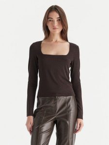Vero Moda Bluzka Kanva 10336088 Brązowy Regular Fit. Brązowe bluzki Vero Moda, s, bez wzorów, z syntetyku, bez kołnierzyka, bez ramiączek. Za 99,99 zł.