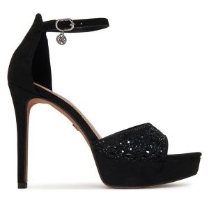 Sandały Nine West. Czarne sandały Nine West, bez wzorów, bez obcasa, na szpilce, bez zapięcia. Za 167,99 zł.