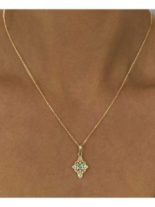 DIA DIAMONDS Pozłacany naszyjnik z zawieszką - dł. 40 cm rozmiar: onesize. Zielone naszyjniki DIA DIAMONDS, z diamentem, pozłacane. Za 245,96 zł.