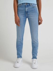 Lee Dżinsy - Skinny fit - w kolorze niebieskim rozmiar: W28/L33. Niebieskie jeansy Lee, z aplikacjami, z podwyższonym stanem. Za 179,64 zł.