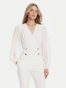 Rinascimento Bluzka CFC0126180003 Biały Regular Fit. Białe bluzki Rinascimento, xl, bez wzorów, z syntetyku, bez kołnierzyka, bez ramiączek. Za 379,99 zł.