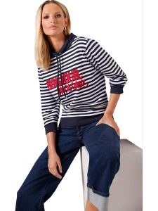 Heine Bluza w kolorze granatowo-białym rozmiar: 36. Niebieskie bluzy Heine, bez wzorów, bez kaptura. Za 86,99 zł.