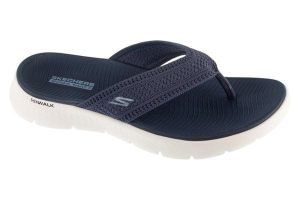 Japonki damskie, Go Walk Flex Sandal - Holly. Niebieskie klapki Skechers, bez wzorów, z materiału, bez obcasa. Za 159,99 zł.
