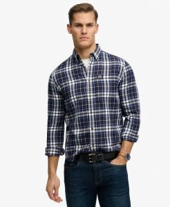 Superdry Koszula Lumberjack z długim rękawem, bawełna - Hampton Check Blue. Niebieskie koszule Superdry, l, z aplikacjami, z bawełny, bez kołnierzyka, bez ramiączek. Za 322,70 zł.