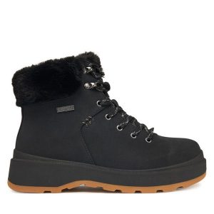 Trzewiki Skechers. Czarne botki Skechers, bez wzorów, bez obcasa, na płaskiej podeszwie, bez zapięcia. Za 339,99 zł.