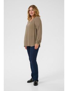 KAFFE curve Bluzka w kolorze szarobrązowym rozmiar: 50. Brązowe bluzki KAFFE curve, bez wzorów, z wiskozy, bez kołnierzyka, bez ramiączek. Za 82,99 zł.
