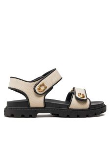 Coach Sandały Brynn CS093 Beżowy. Brązowe sandały Coach, bez wzorów, ze skóry, bez obcasa, na płaskiej podeszwie, bez zapięcia. Za 549,99 zł.