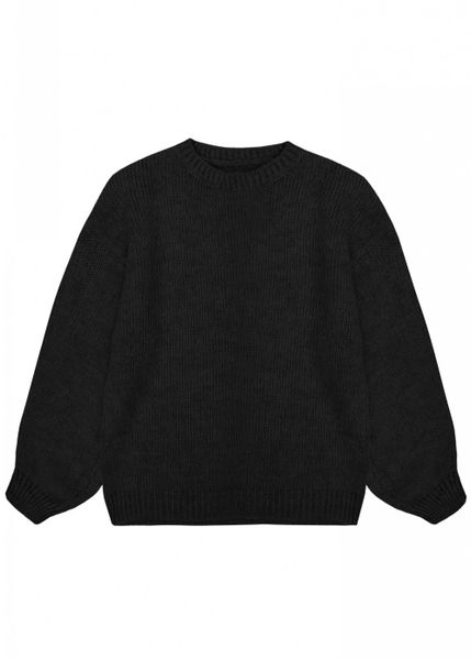 Sweter oversize z bufiastym rękawem BLACK - RIVERO. Czarne golfy Marsala, na lato, z wełny, bez kołnierzyka. Za 249,90 zł.