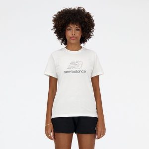 Koszulka damska New Balance WT41816WT – biała. Białe bluzki New Balance, s, bez wzorów, z materiału, eleganckie, bez kołnierzyka, bez ramiączek. Za 69,99 zł.