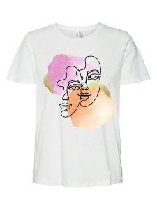 Vero Moda Koszulka w kolorze białym rozmiar: L. Białe bluzki Vero Moda, l, bez wzorów, z bawełny, bez kołnierzyka, bez ramiączek. Za 52,79 zł.