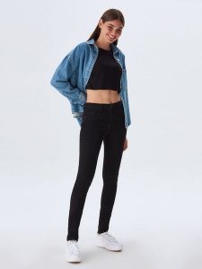 LTB Dżinsy "Amy" - Skinny fit - w kolorze czarnym rozmiar: W25. Czarne jeansy LTB, z aplikacjami, z podwyższonym stanem. Za 57,06 zł.