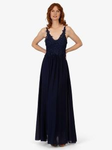 APART Sukienka w kolorze granatowym rozmiar: 38. Niebieskie sukienki Apart, na co dzień, bez wzorów, z koronki, bez kołnierzyka, bez ramiączek, maxi, proste. Za 173,99 zł.