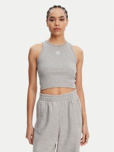 Adidas Top Essentials IY9649 Szary Slim Fit. Szare topy ADIDAS, m, bez wzorów, z bawełny, bez kołnierzyka, bez ramiączek. Za 79,99 zł.