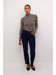 Kaffe Koszulka w kolorze szarobrązowym rozmiar: XL. Szare bluzki Kaffe, xl, bez wzorów, prążkowane, bez kołnierzyka, bez ramiączek. Za 83,22 zł.
