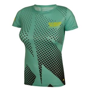 Koszulka do biegania damska z krótkim rękawem EXTREME HOBBY HALFTONE. Zielone bluzki EXTREME HOBBY, s, bez wzorów, z elastanu, sportowe, bez kołnierzyka, bez ramiączek. Za 139,00 zł.