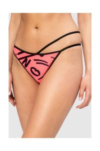 MOSCHINO Różowy dół od bikini w litery. Czerwone bikini MOSCHINO, bez wzorów. W wyprzedaży za 199,99 zł.