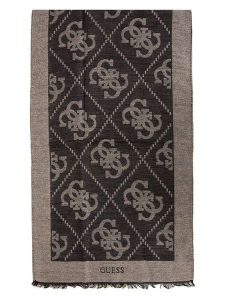 Guess Szal w kolorze brązowym - 180 x 53 cm rozmiar: onesize. Brązowe szaliki Guess, z aplikacjami, z materiału. Za 251,53 zł.