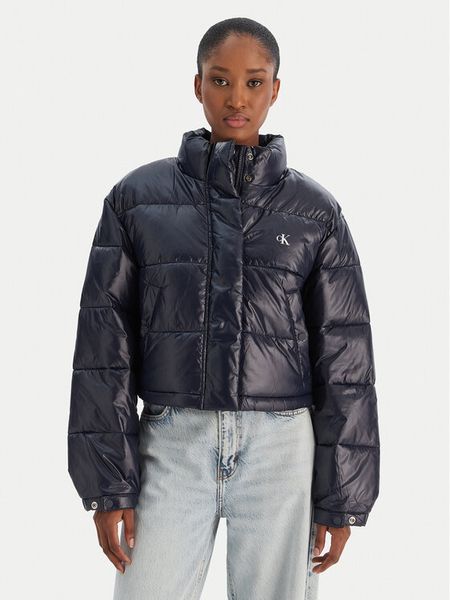 Calvin Klein Jeans Kurtka zimowa Shine Crop LV047D504G Granatowy Regular Fit. Niebieskie kurtki Calvin Klein Jeans, na zimę, s, bez wzorów, z jeansu, bez kaptura. Za 549,99 zł.