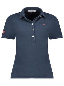 Geographical Norway Koszulka polo "Kars" w kolorze granatowym rozmiar: XXL. Niebieskie bluzki Geographical Norway, xxl, bez wzorów, z bawełny, bez kołnierzyka, bez ramiączek. Za 87,81 zł.