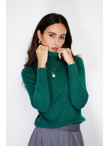 ASSUILI Golf w kolorze ciemnozielonym rozmiar: 42. Zielone golfy Assuili, bez wzorów, z kaszmiru. Za 114,44 zł.