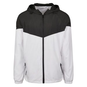 Dwukolorowa Kurtka Windrunner Unisex Dla Dorosłych. Białe kurtki BUILD YOUR BRAND, s, bez wzorów, bez kaptura. Za 195,99 zł.