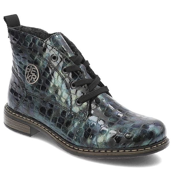 Kolorowe Botki Rieker Eleganckie Obuwie Damskie. Botki Rieker, bez wzorów, z materiału, bez obcasa, na obcasie, bez zapięcia. Za 349,00 zł.