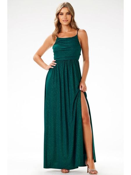 Awama Sukienka w kolorze zielonym rozmiar: XL. Zielone sukienki Awama, na co dzień, xl, bez wzorów, bez kołnierzyka, bez ramiączek, maxi, proste. Za 187,52 zł.