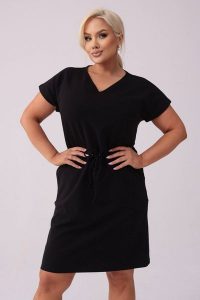 Dresowa czarna sukienka Bianca PLUS SIZE XXL WIOSNA. Czarne sukienki Moda Size Plus Iwanek, na co dzień, na wiosnę, l, bez wzorów, z bawełny, eleganckie, bez kołnierzyka, plus size, bez ramiączek, midi, proste. Za 239,90 zł.