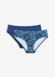 Figi bikini (2 pary). Niebieskie bikini bonprix, bez wzorów. Za 94,99 zł.