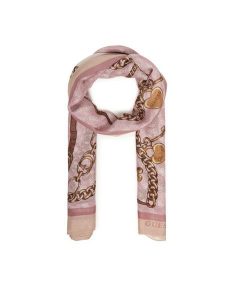 Guess Szal AW5351 VIS03 Różowy. Czerwone rękawiczki Guess, z aplikacjami, z materiału. Za 199,99 zł.