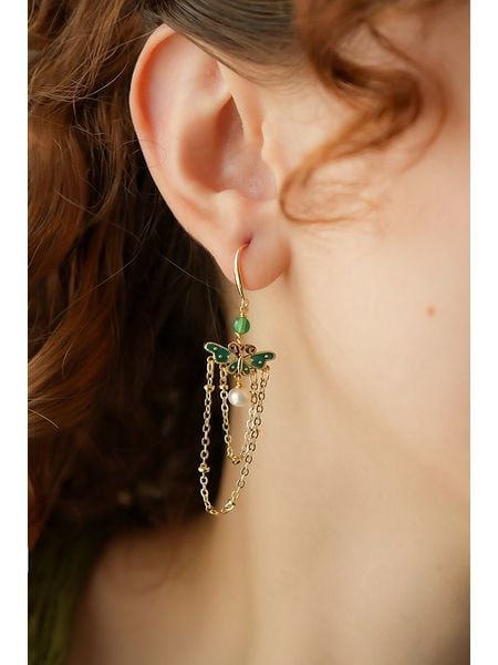 Pierres delicates Pozłacane kolczyki z agatami rozmiar: onesize. Zielone kolczyki Pierres delicates, z agatem, pozłacane. Za 83,62 zł.