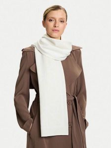 Calvin Klein Szalik Emblem Aop Jcq Fine Rib Scarf LV04D8051G Beżowy. Brązowe rękawiczki Calvin Klein, bez wzorów, z materiału. Za 269,99 zł.