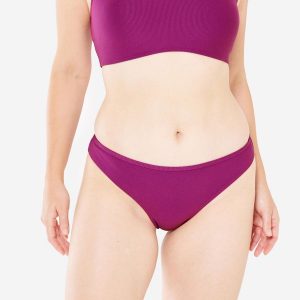 Dół kostiumu kąpielowego surfingowego damski Olaian Lulu teksturowany. Fioletowe bikini OLAIAN, bez wzorów, z elastanu. Za 39,99 zł.