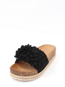 Viagiulia Klapki w kolorze czarnym rozmiar: 39. Czarne klapki Viagiulia, z aplikacjami, z otwartym noskiem, bez obcasa, na platformie. Za 61,31 zł.