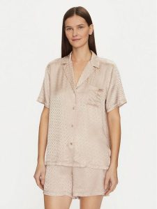 BOSS Piżama 50535750 Beżowy Regular Fit. Brązowe piżamy Boss, bez wzorów, z wiskozy, bez ramiączek. Za 309,99 zł.