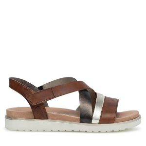 Sandały Rieker. Brązowe sandały Rieker, bez wzorów, bez obcasa, na płaskiej podeszwie, bez zapięcia. Za 329,99 zł.