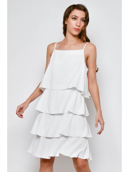 Tarifa Sukienka w kolorze białym rozmiar: L. Białe sukienki Tarifa, na co dzień, l, bez wzorów, bez kołnierzyka, bez ramiączek, midi, proste. Za 52,55 zł.