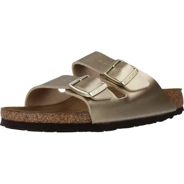 Klapki damskie Birkenstock Arizona BS. Żółte klapki Birkenstock, bez wzorów, z materiału, bez obcasa. Za 493,00 zł.