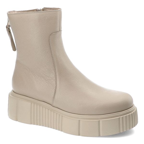 Beżowe Botki Armodo Stylowe Ocieplane Obuwie Damskie. Brązowe botki Armodo, bez wzorów, ze skóry, bez obcasa, bez zapięcia. Za 339,00 zł.