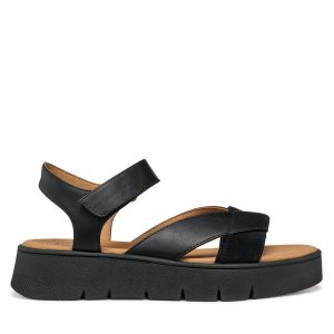 Sandały Geox. Czarne sandały Geox, bez wzorów, bez obcasa, na płaskiej podeszwie, bez zapięcia. Za 259,99 zł.