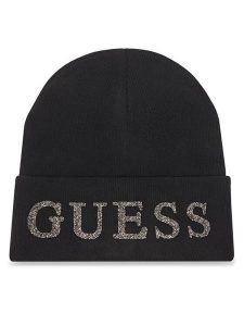 Guess Czapka AW5398 POL01 Czarny. Czarne czapki Guess, z aplikacjami, z wiskozy. Za 149,99 zł.