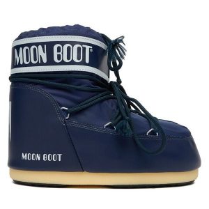 Śniegowce Moon Boot. Niebieskie buty zimowe Moon Boot, bez obcasa, bez zapięcia. Za 759,99 zł.
