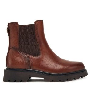 Botki Tamaris. Brązowe botki Tamaris, bez wzorów, bez obcasa, na płaskiej podeszwie, bez zapięcia. Za 339,99 zł.