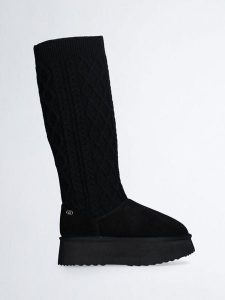 Liu Jo Skórzane kozaki "Jane" w kolorze czarnym rozmiar: 39. Czarne kozaki Liu Jo, na zimę, bez wzorów, bez obcasa, na platformie, bez zapięcia. Za 409,00 zł.