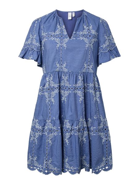 YAS Sukienka w kolorze niebieskim rozmiar: 34. Niebieskie sukienki YAS, bez wzorów, z bawełny, bez kołnierzyka, bez ramiączek, midi. Za 289,95 zł.